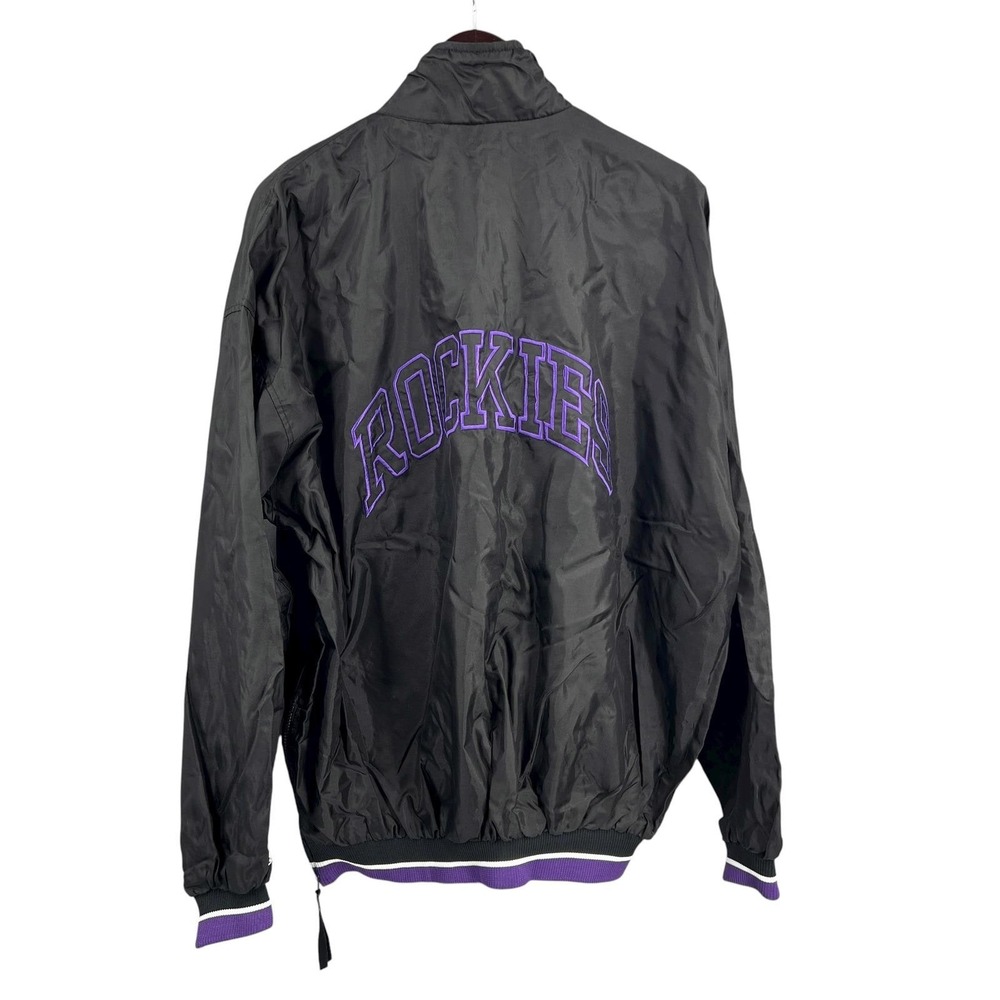Vintage Starter Colorado Rockies Pullover Jacket XL Black Purple 90s Quarter Zip